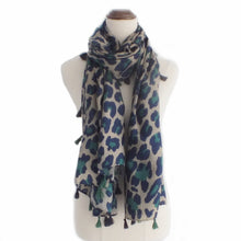 Load image into Gallery viewer, Green &amp; Blue Leopard Scarf
