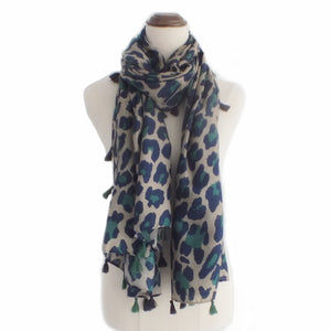 Green & Blue Leopard Scarf