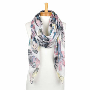 Pink Dahlia Flower Scarf