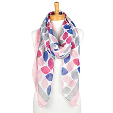 Load image into Gallery viewer, Pink Blue Ovate Leaf Scarf
