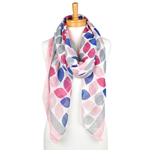 Pink Blue Ovate Leaf Scarf