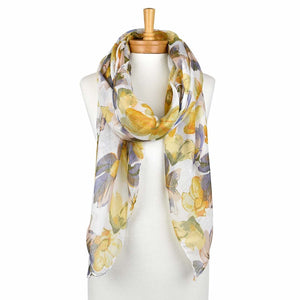 Mustard Dahlia Flower Scarf