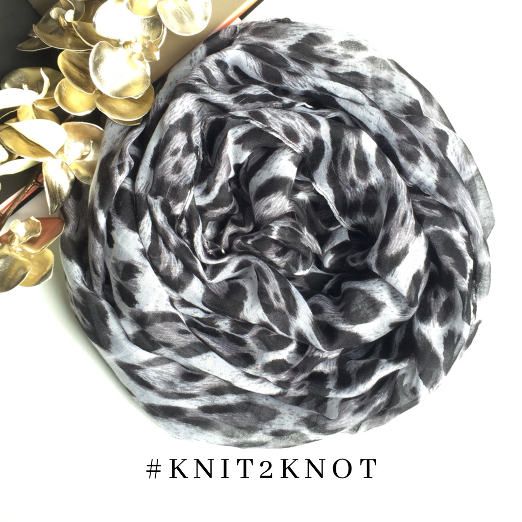 Black & White Leopard Scarf